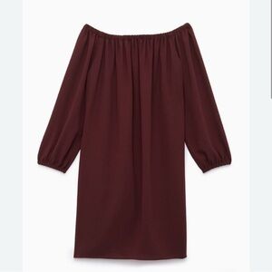ARITZIA - WILFRED - DUREE DRESS in Maroon. Off the shoulder styling. Medium